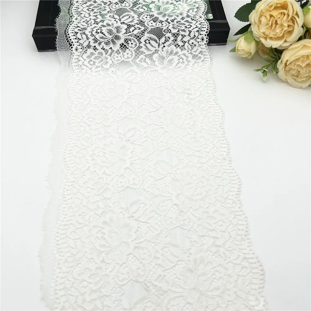 3y/Lot Width 19cm White Elastic Stretch Lace Trim Lingerie Sewing Craft DIY Apparel Fabric Underware Garment Accessory