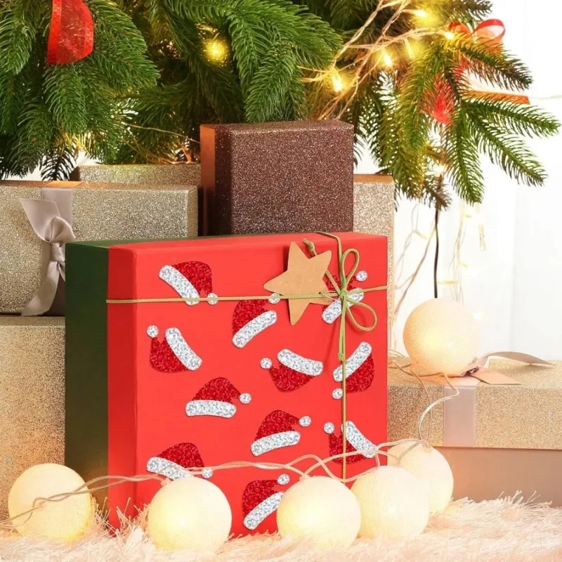 500pcs Christmas Hat Stickers Cartoon Laser Gift Packaging Box Decoration Stickers Labels Envelope Gift Bag Sealing Sticker