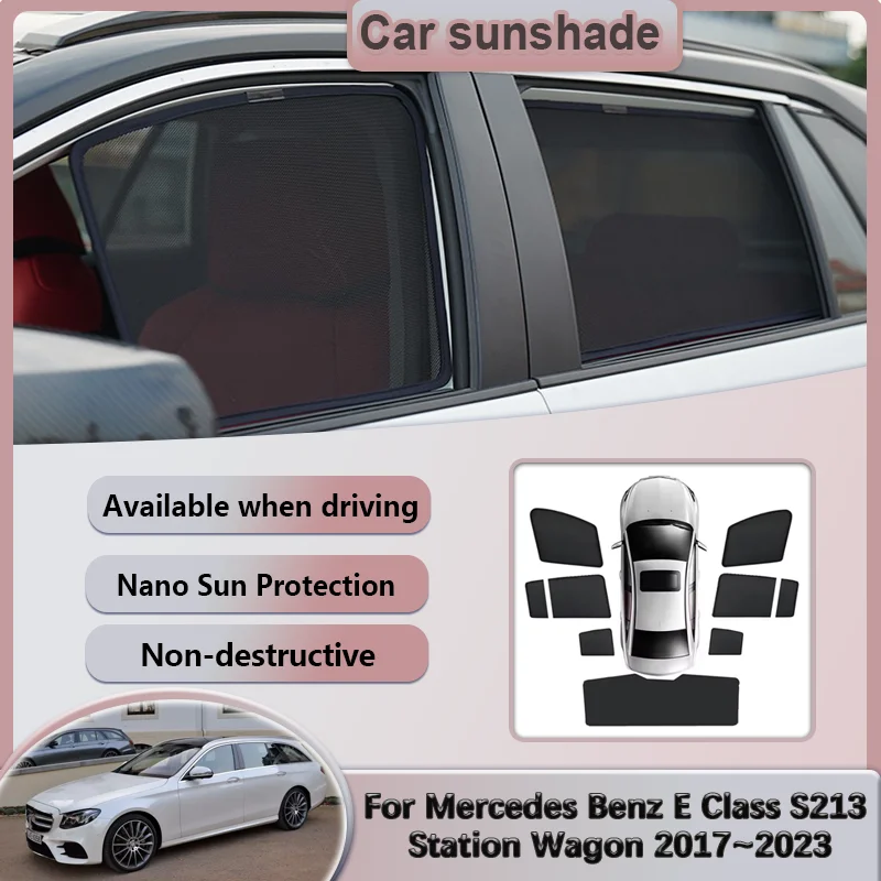 Car Sun Shade For Mercedes Benz E Class S213 Station Wagon 2017~2023 2021 Sunshade Anti UV Window Curtain Visor Auto Accessories