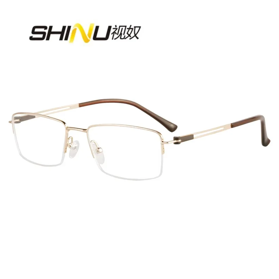 Prescription Men's Glasses Half Frame Myopia Prescription Glasses with Lenses Blue Light Blocking Computer Glasses for Vision