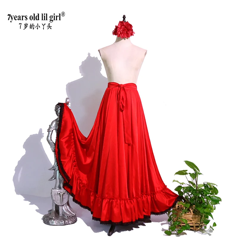 Falda de satén de 720 grados, traje de danza del vientre para mujer, faldas largas gitanas, ropa de práctica de bailarina FH24