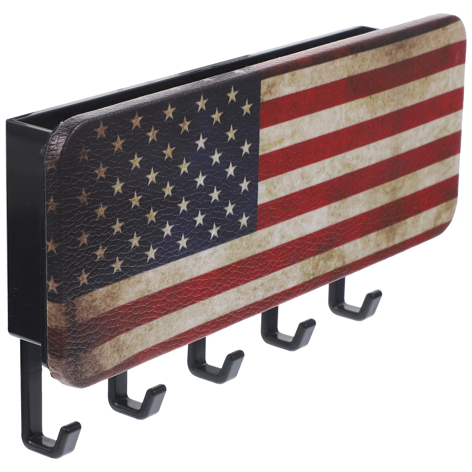 Retro Flag Pattern Multifunctional Nail-free Wall Storage Box Entry Key Hook Hangers For Keys Holder Metal Rack Hanging