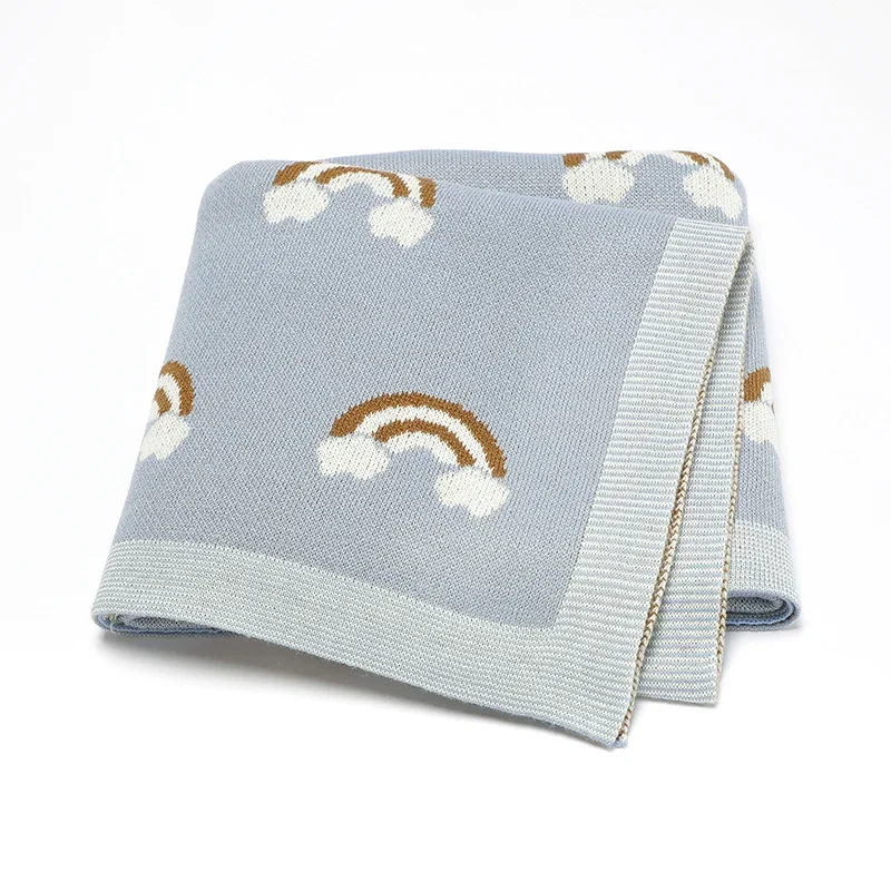 

Baby Blanket Knit Infant Boys Bedding Quilt 90*70CM Newborn Girl Stroller Warp Swaddle Fashion Cute Rainbow Plaid Crib Sleepsack