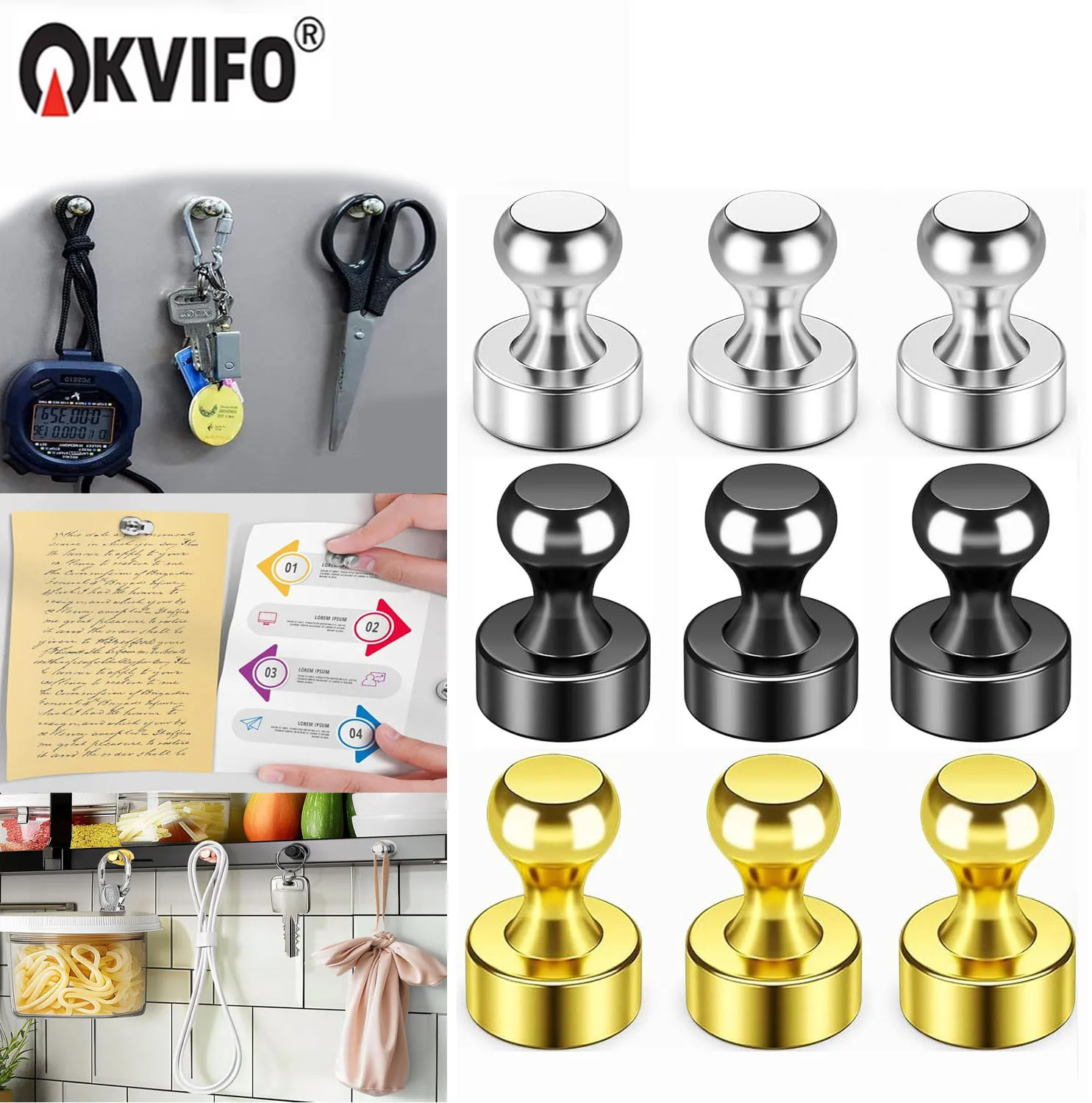 KVIFO 4/10PCS Aimants magnétiques puissants pour tableau blanc, idéaux pour le bureau, la calligraphie, la peinture et l'enseignement