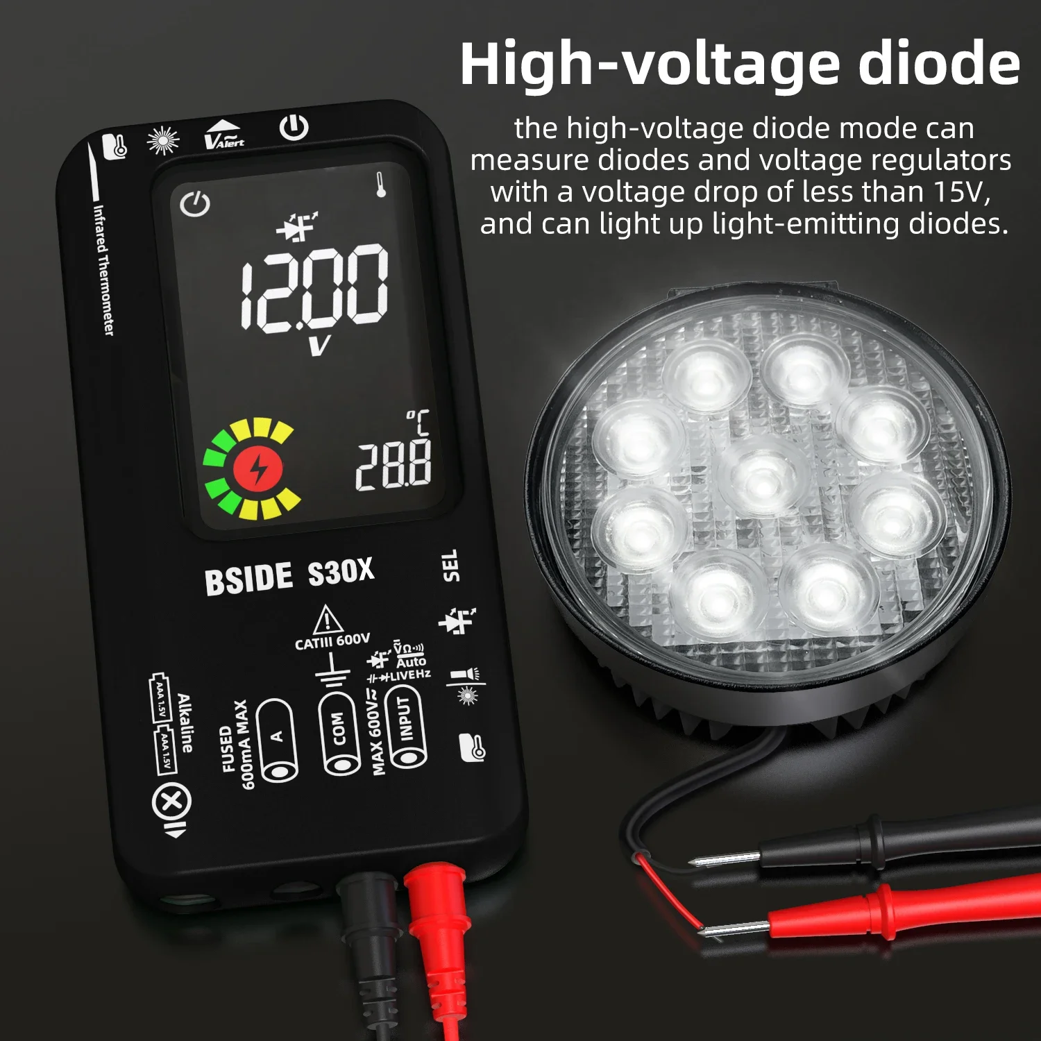 BSIDE S30X Digital Multimeter 9999 Auto Range AC DC Voltage Current Tester True RMS Infrared Thermomete 15V Diode Tester Tool