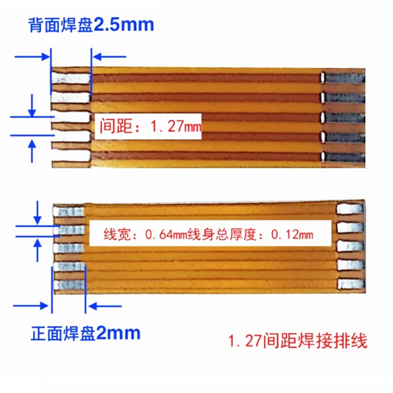 5 pièces jaune 0.8/1.0/1.27/1.5mm FPC FFC Type de soudage câble plat Flexible pas 3/4/5/6/7/8/9/10/12/13/14/16/18/20 broches