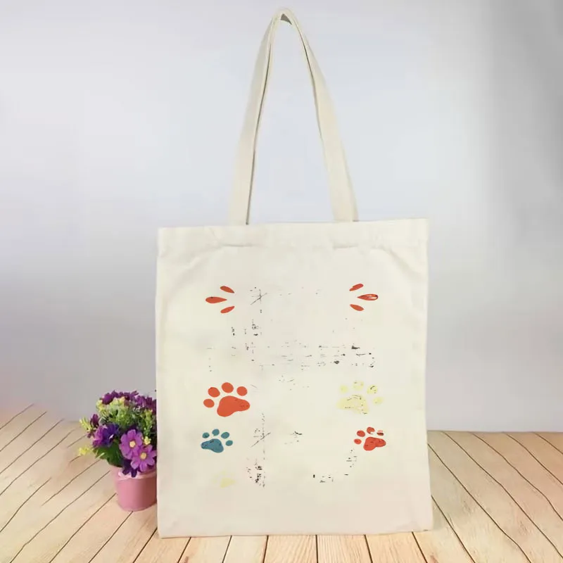 1pc Printed Canvas Bag with Cute Pet Cat Print, Unisex Breathable Trucker Portable White Crossbody Bag with Closure. Suitable fo