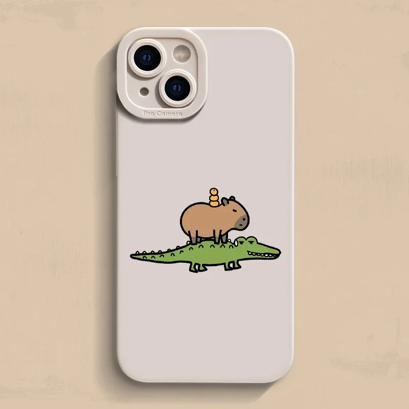 مضحك الكرتون كابيبارا قضية الهاتف آيفون 17 16 15 14 13 12 11 برو ماكس 15 زائد لطيف لينة سيليكون الغطاء الخلفي