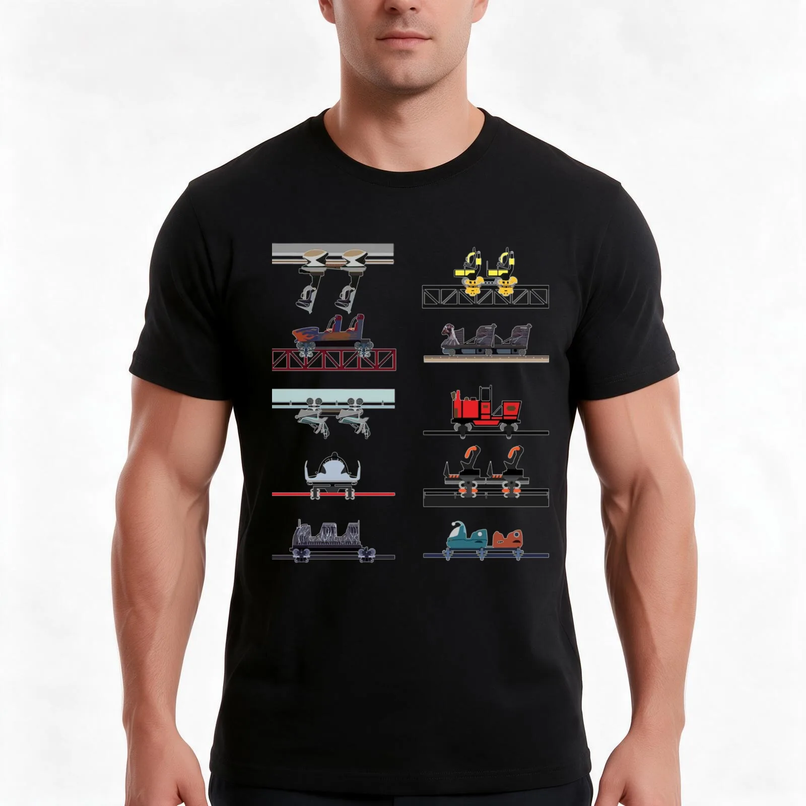 Alton Towers Coaster Cars Design Designer T-Shirt Summer Casual Cotton Tee Oversized Streetwear Tops Vintage Graphic Print