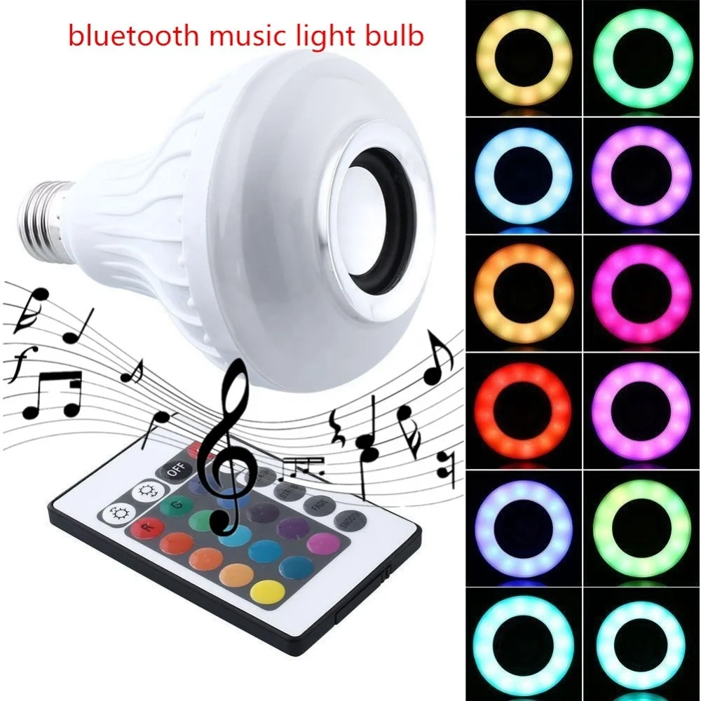 Lâmpadas de farol de música regulável RGB LED Lâmpada, Original, Drop Shipping