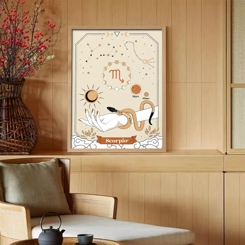 البوهيمي زودياك التارو علم التنجيم الفني سلسلة المشارك الجمالية HD طباعة جدار صور قماش لوحات لغرفة النوم ديكور المنزل #5