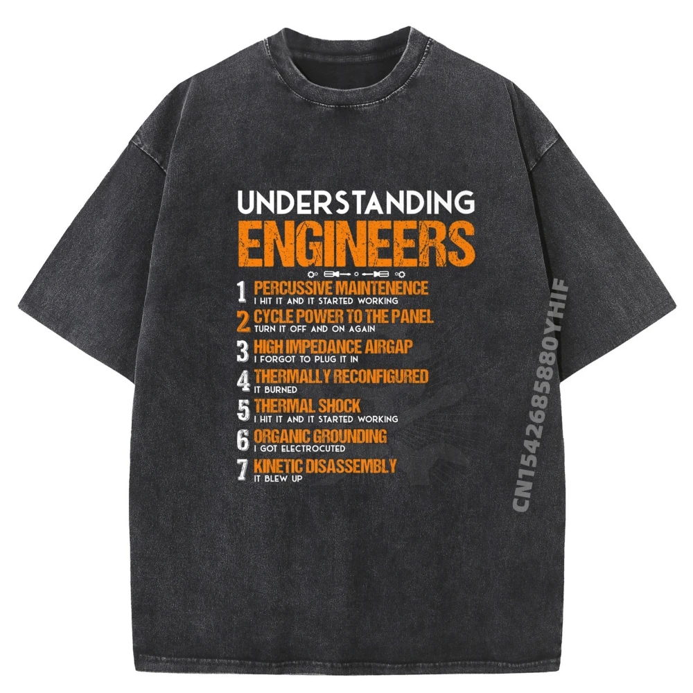 

Loose Understanding Engineers Percussive Maintenance Cycle T-shirt Man Tees Graphic Shirts Casual Washed Shirt