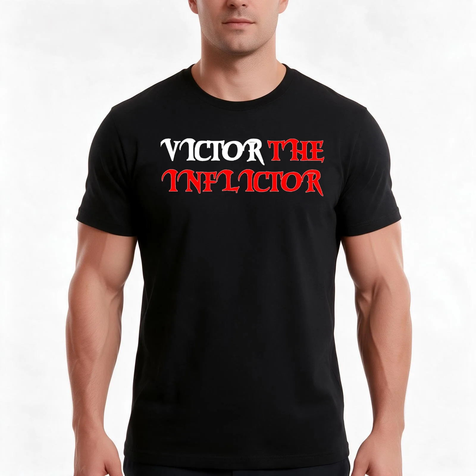 Victor The Inflictor T-Shirt, Summer Casual Cotton Tee, Oversized Streetwear Tops, Vintage Graphic Print, Loose Fit Short Sleeve