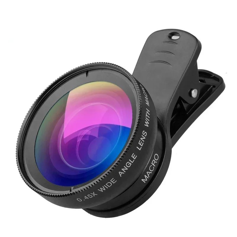 Super Wide Angle Phone Lens Kit, Lente de Câmera HD para iPhone 6S 7 Xiaomi All Cellphone, 0.45x Super Wide Angle, 12.5x Super Macro Lens, 1Pc