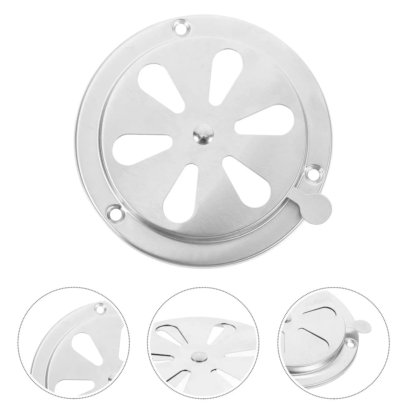 2 Pcs Stainless Steel Adjustable Air Vent Cover Oven Damper Hole Round Ventilation Cover Wall Floor Duct Exhaust Grille Shed