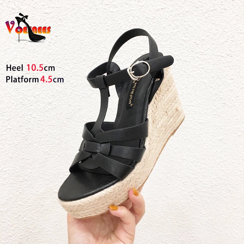 Outdoor Walking casualowe sandały buty damskie 2024 letnia moda kobieta buty na plażę gruba dolna dama T pasek z klamrą buty na koturnie