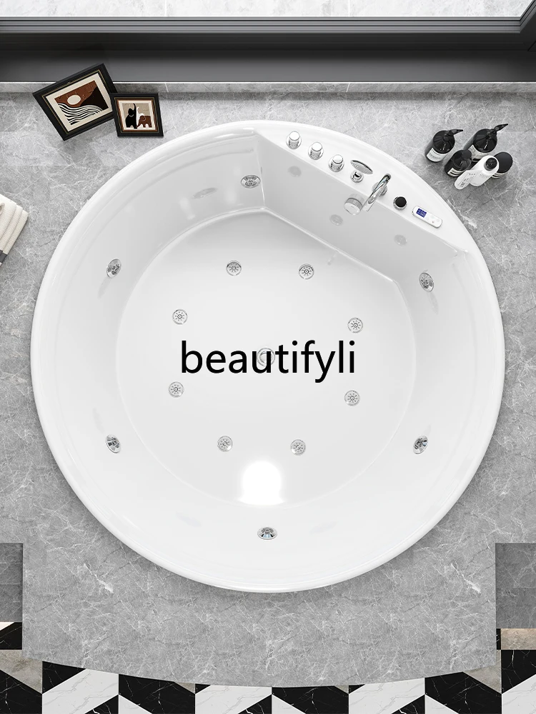 Round bathtub Recessed thin edge bathtub 1-1.8 meters Surf massage Smart thermostatic bath