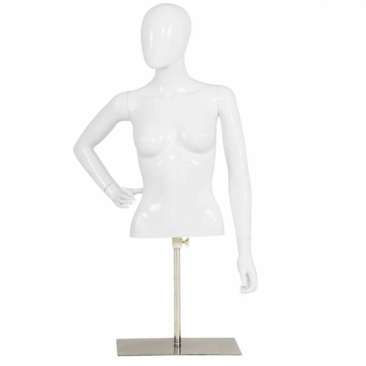 Female Mannequin Realistic Torso Half Body Head Turn Dress Form Display w/Base