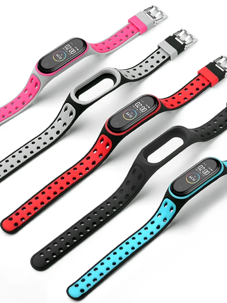 Strap for Xiaomi Mi Band 7 6 miband 6 double buckle Replacement Silicone Smart Watchband Wristband Mi Band 6 5 4 3 bracelet