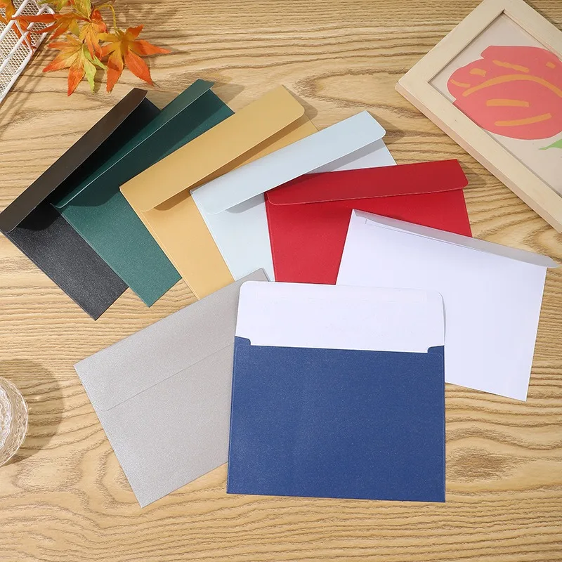 

50Pcs Wedding Invitation Envelopes Pearlpaper Gift Envelopes for Letters Thicken Paper Envelope Stationery 13.5x18.5cm