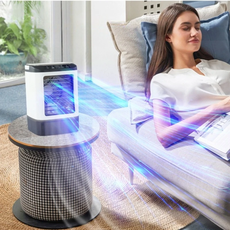 Home Mini Evaporative Ultrasonic Mist Cooling Fan with Large Ice Box Quiet Motor 3 Speeds Portable Air Conditioning Fan