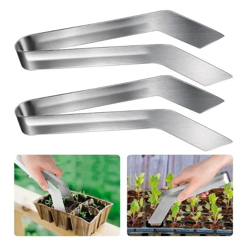 Seedling Transplant Tongs Stainless Steel Gardening Plants Transplant Tongs Seedling Remove Transplant Pliers for Reducing Root