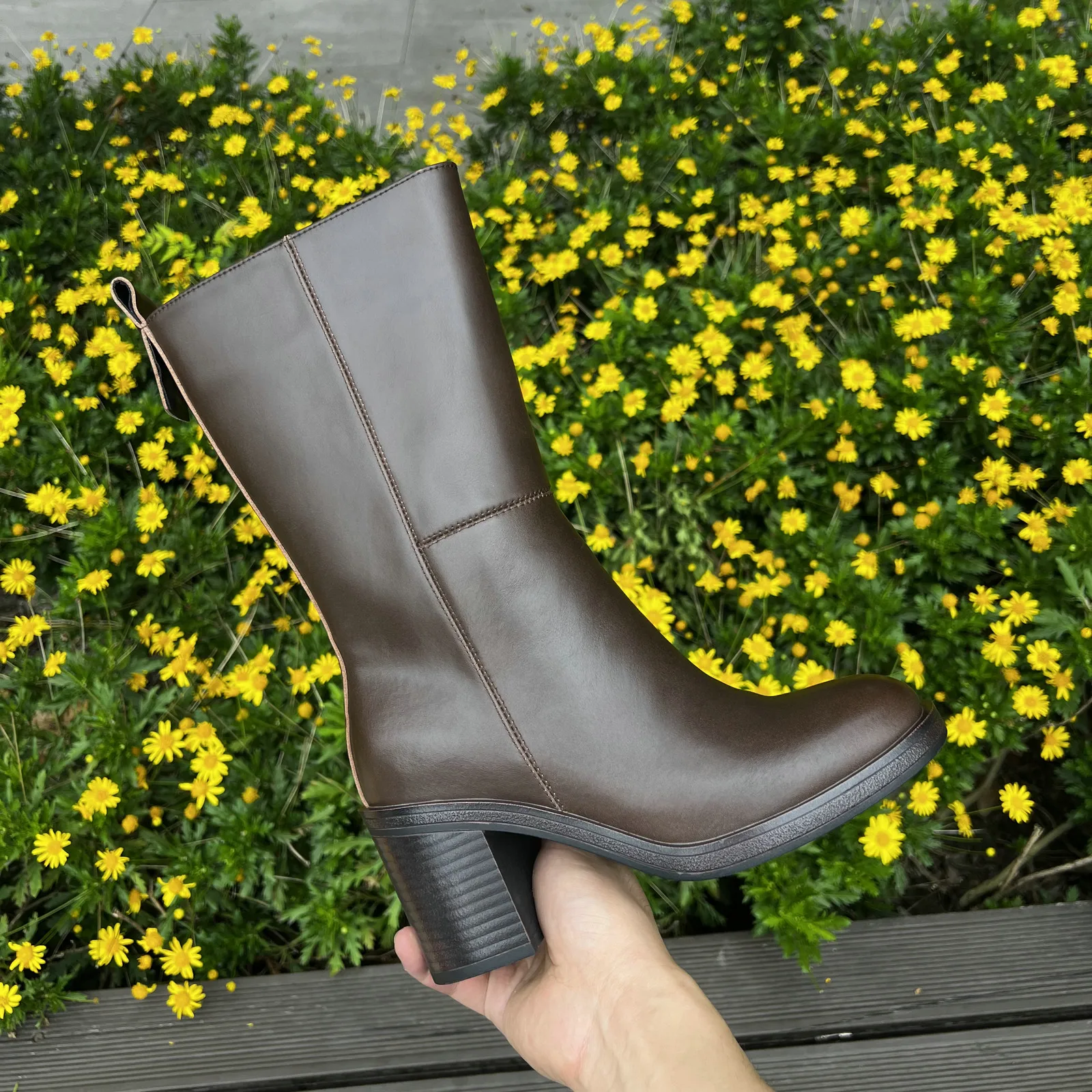 Stylish Women's Leather Mid Calf Winter Boots - Sizes 34-40