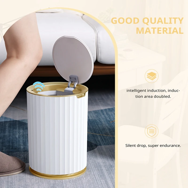 Trash Bin Smart Trash Bin Sensor Trash Can for Kitchen Bathroom Garbage Bin Family Living Room Cracks Trash Can,Battery
