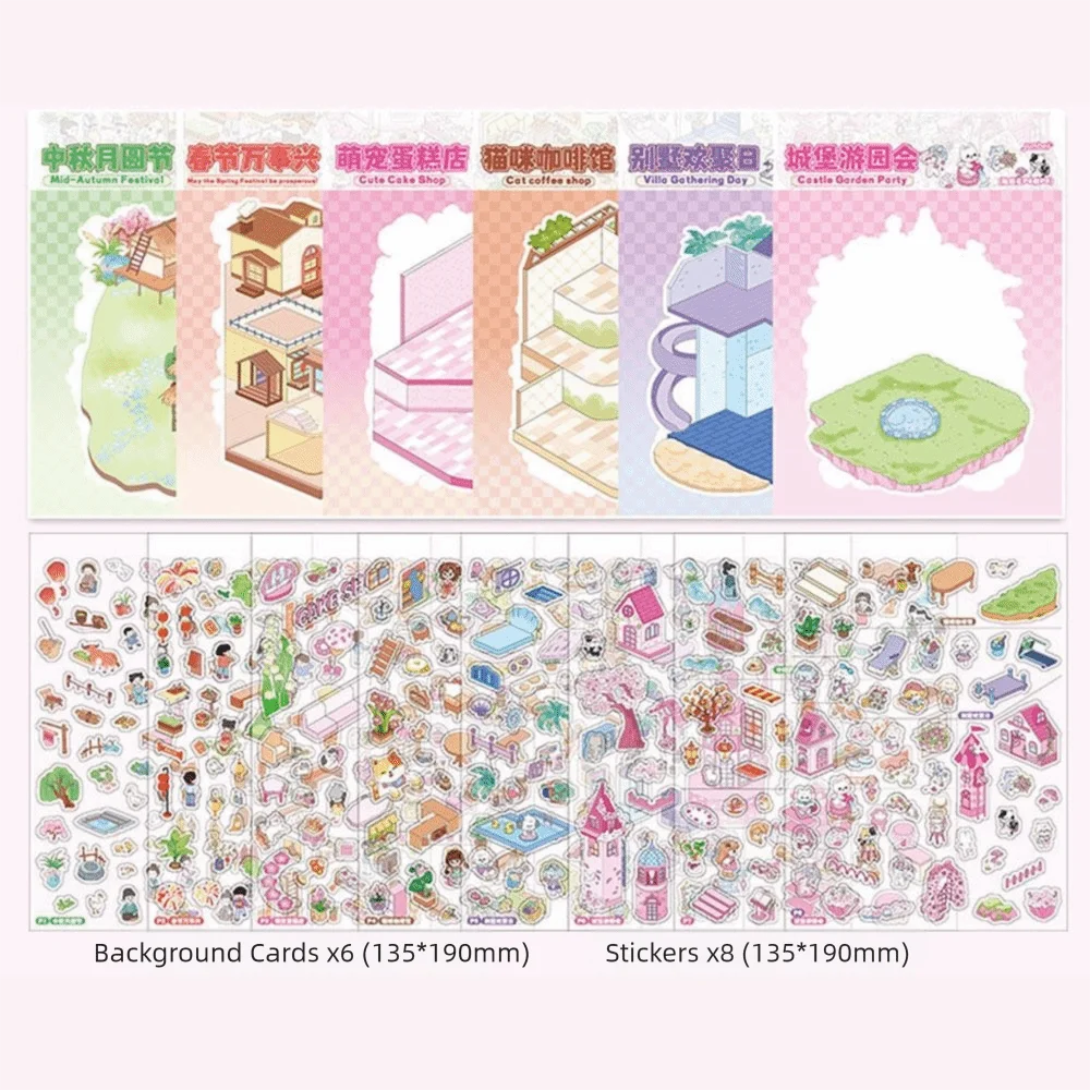 

Новая миниатюрная книга-наклейка для сцены из домашних животных, мини-визуальная сборка миниатюрных сцен, книга-наклейка с пейзажем «сделай сам»