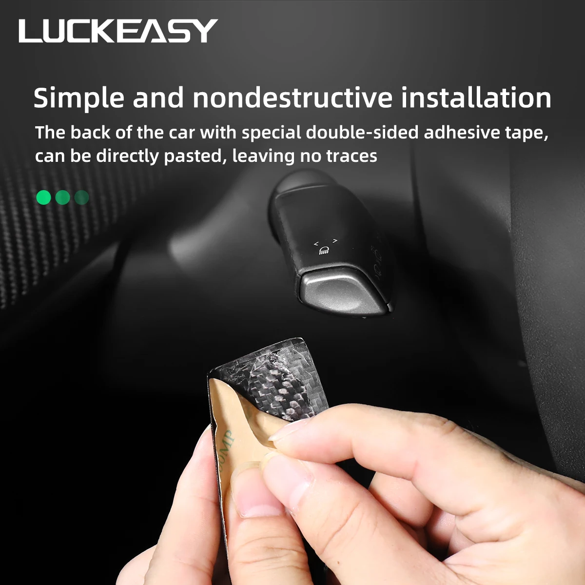 LUCKEASY Interior Remodel Patch For Tesla Model 3 Model Y Real Carbon Fiber model3 2017-2023 Column Shift Protection Cover