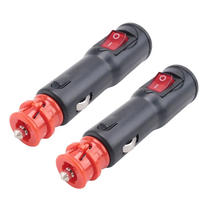 A58X-2 PCS Power Adapter Connector 12V Car Plug With Fuse And Switch 20Mm Cig / 12Mm DIN For Euro Vehicle Electrical Socket