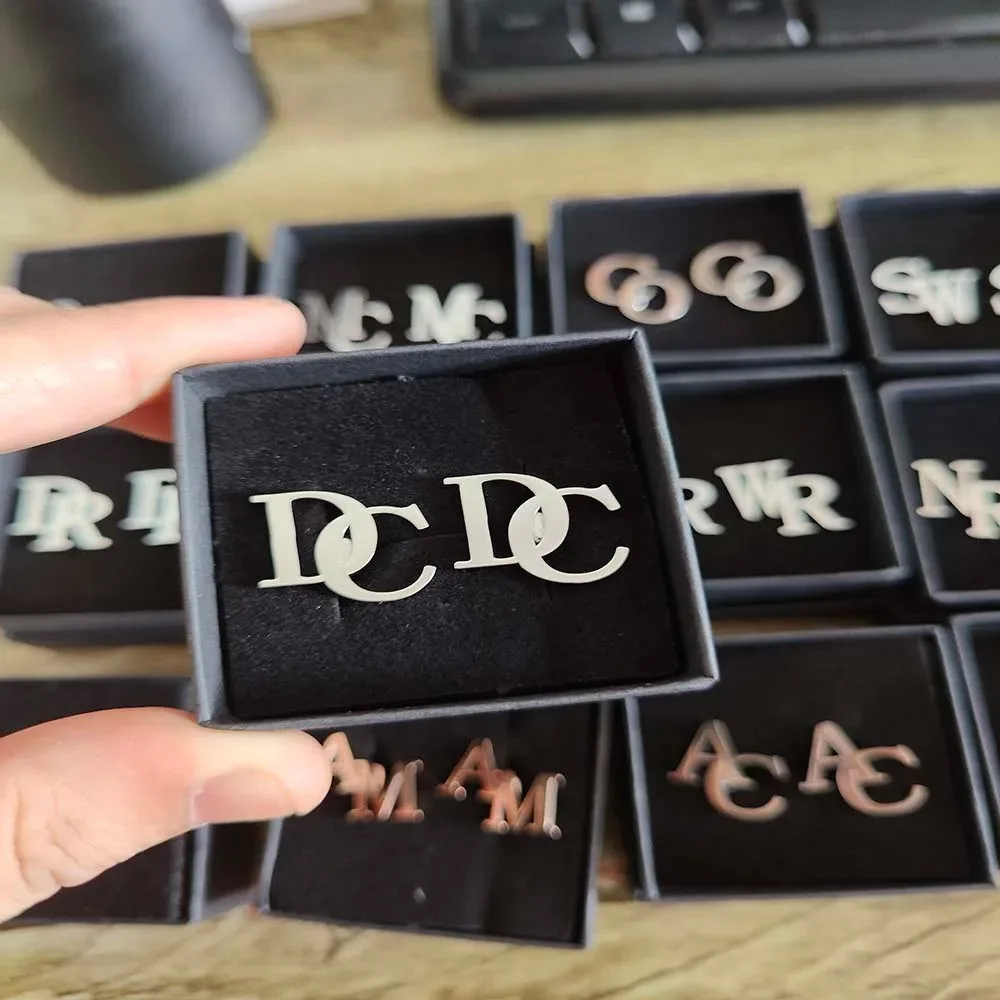 Custom Name Cufflink for Men Woman Personalized Initial Letter for Suit Anniversary Wedding Gift Metal Stainless Steel Jewelry view 2