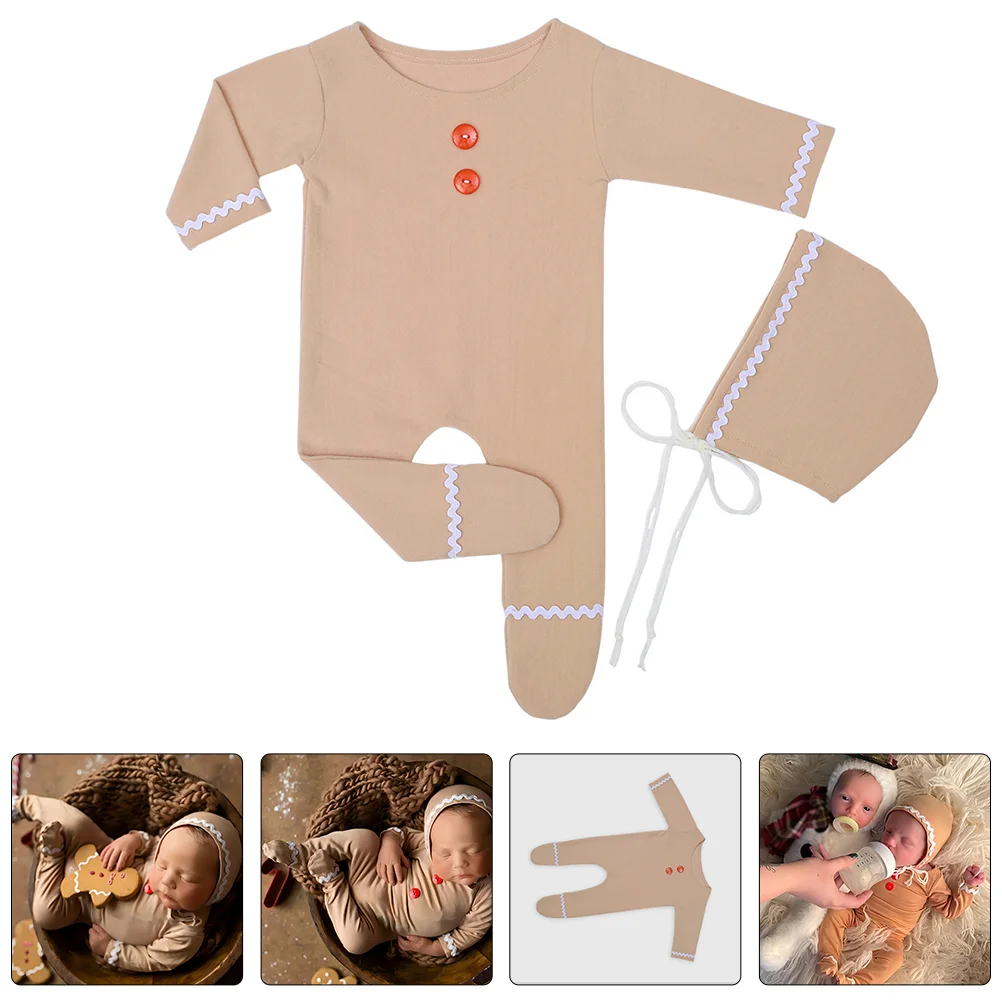 

Gingerbread Man Two-piece Set Boy Body Suit Props Blended Photoshoot Newborn Romper