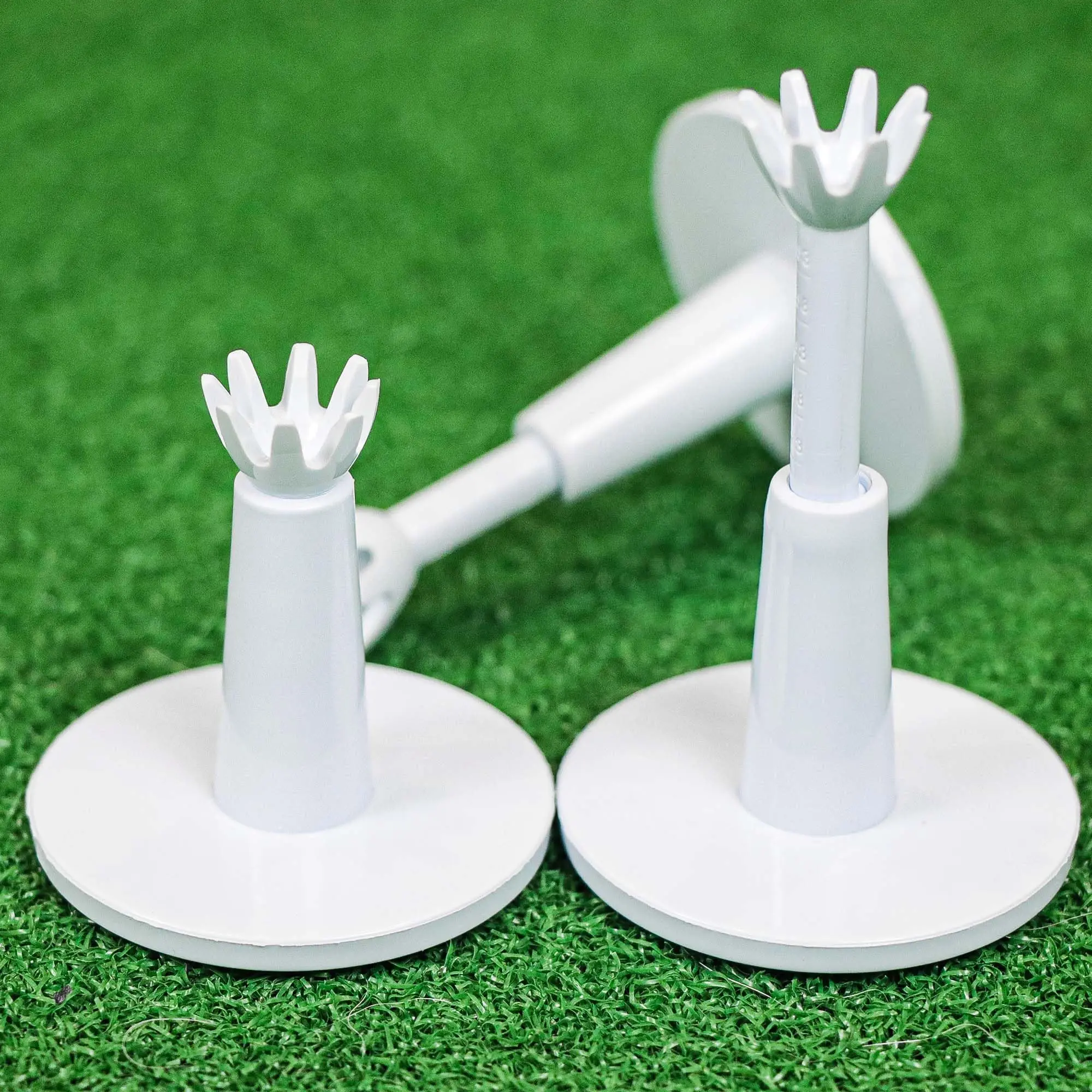 FzcSpeed 2er-Pack verstellbarer Golf-Tee für verschiedene Driving-Range-Distanzen, Golfballhalter aus Gummi für Übungsmatten, Zubehör für das Training in Innen- und Außenbereichen. – Detail 4