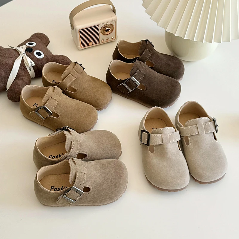 New Spring Fiats Shoes for Children Buckle Strap Daily Life Fashion Comfortable Pretty Versatile Good Quality UK Vintage Shoes