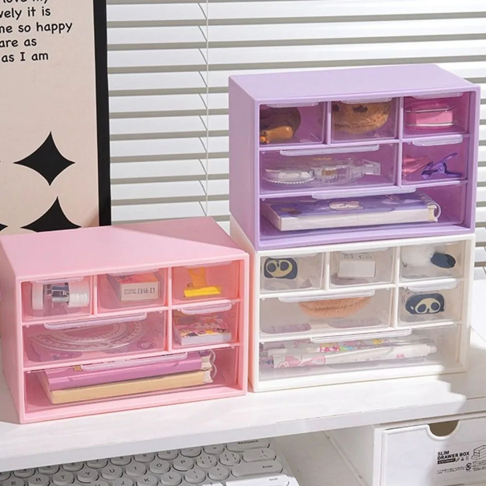 Multi-layer Desktop Storage Box Drawer Style Large Capacity Pen Holder Send Stickers Dustproof Six Grid Bead Drawer Jewelry