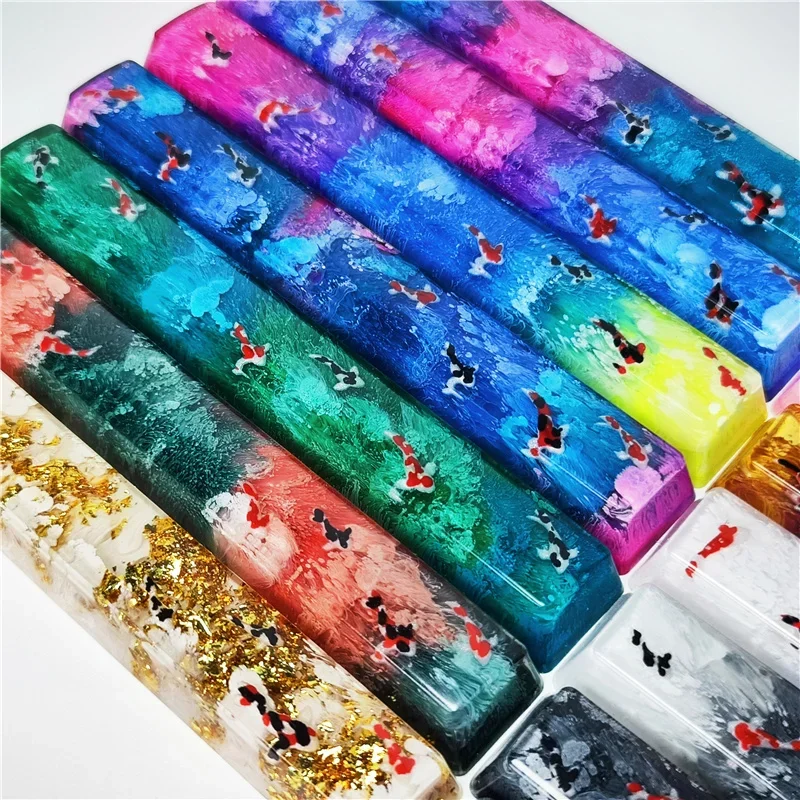 ECHOME Koi Fish Spacebar Keycaps 6.25U Custom Resin DIY OEM Spacebar Keycaps MX Switch Translucent Keycap Mechanical Keyboard