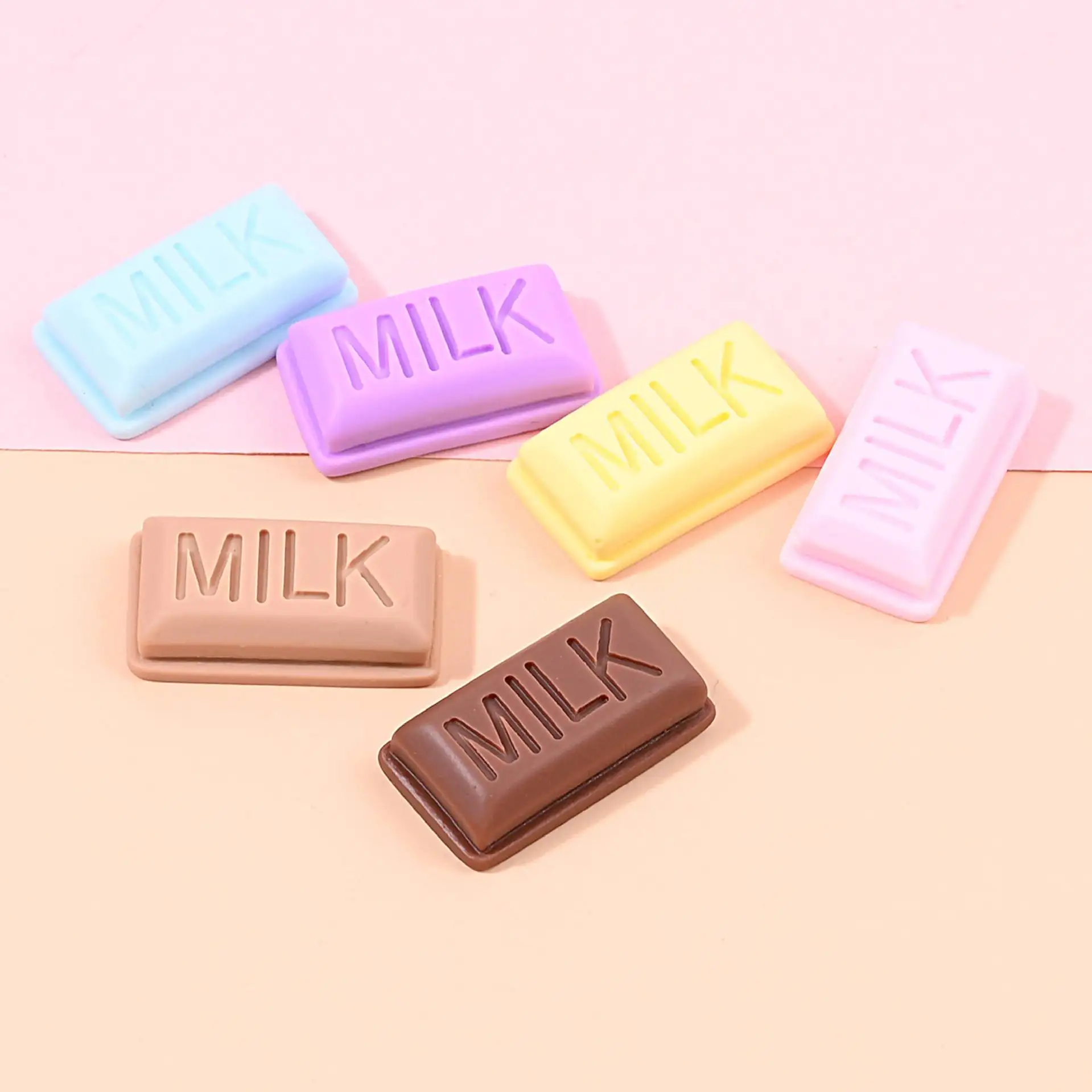 24Pcs/Lot New Fresh Earring Charms Cute Milk Chocolate Cartoon Candy DIY Resin Sweet Food Cabochon Jewelry Pendant Homemade Gift