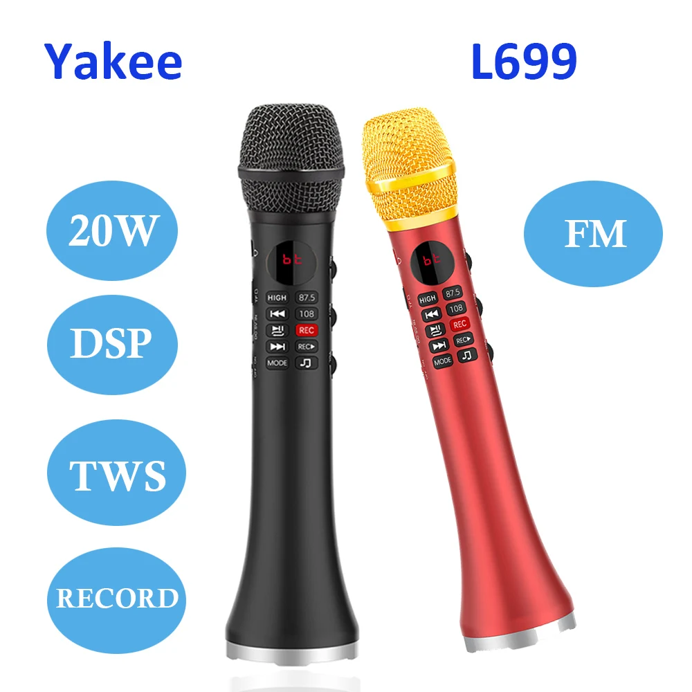 L-699 20W Bluetooth microphone Karaoke Microphone l699 Wireless Speaker Portable  for phone support record TF play