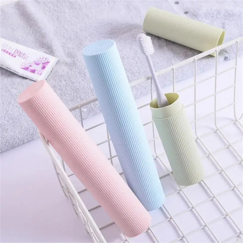 1PC Portable Toothbrush Box Plastic Toothbrush Storage Box Toothbrush Boxes Simple Stripes Travel Wash Toothbrush Cover