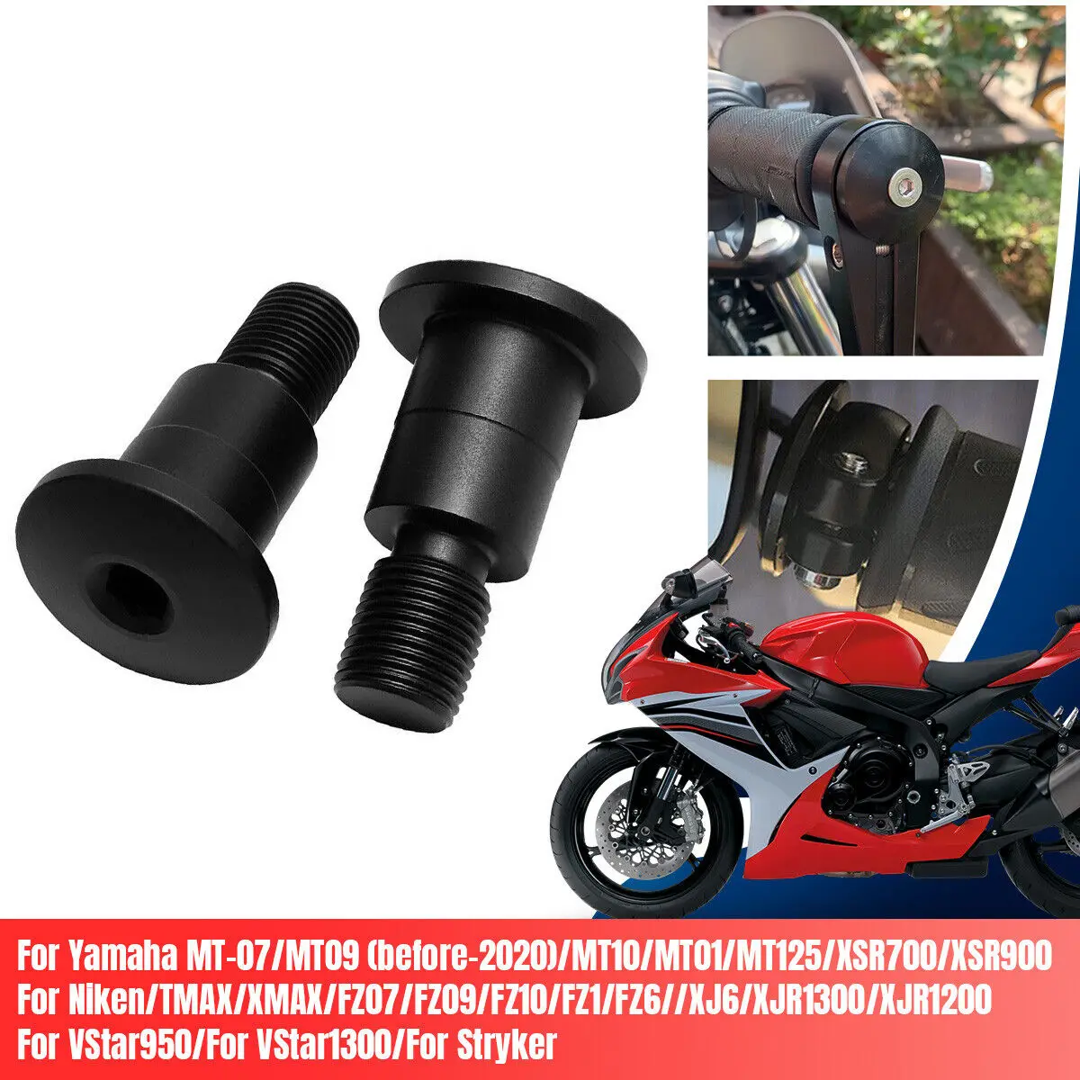 Motorcycle BarEnd Mirror Adapter Accessory For Yamaha MT125 MT07 MT09 MT10 MT01 XSR700 XSR900 FZ6 FZ07 FZ09