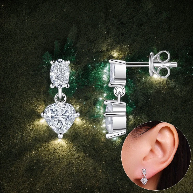 

Apaison 925 Sterling Silver VVS1 D Color Real Moissanite Diamonds Drop Earrings Woman Fine Jewelry With Pass Diamond Test GRA