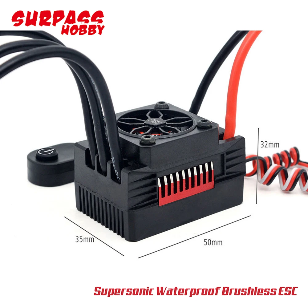 Surpass Hobby Rocket Supersonic V2 Waterproof 45A/60A/80A 2-3S Brushless ESC Electric Speed Controller For 1/8 1/10 1/12 RC Car