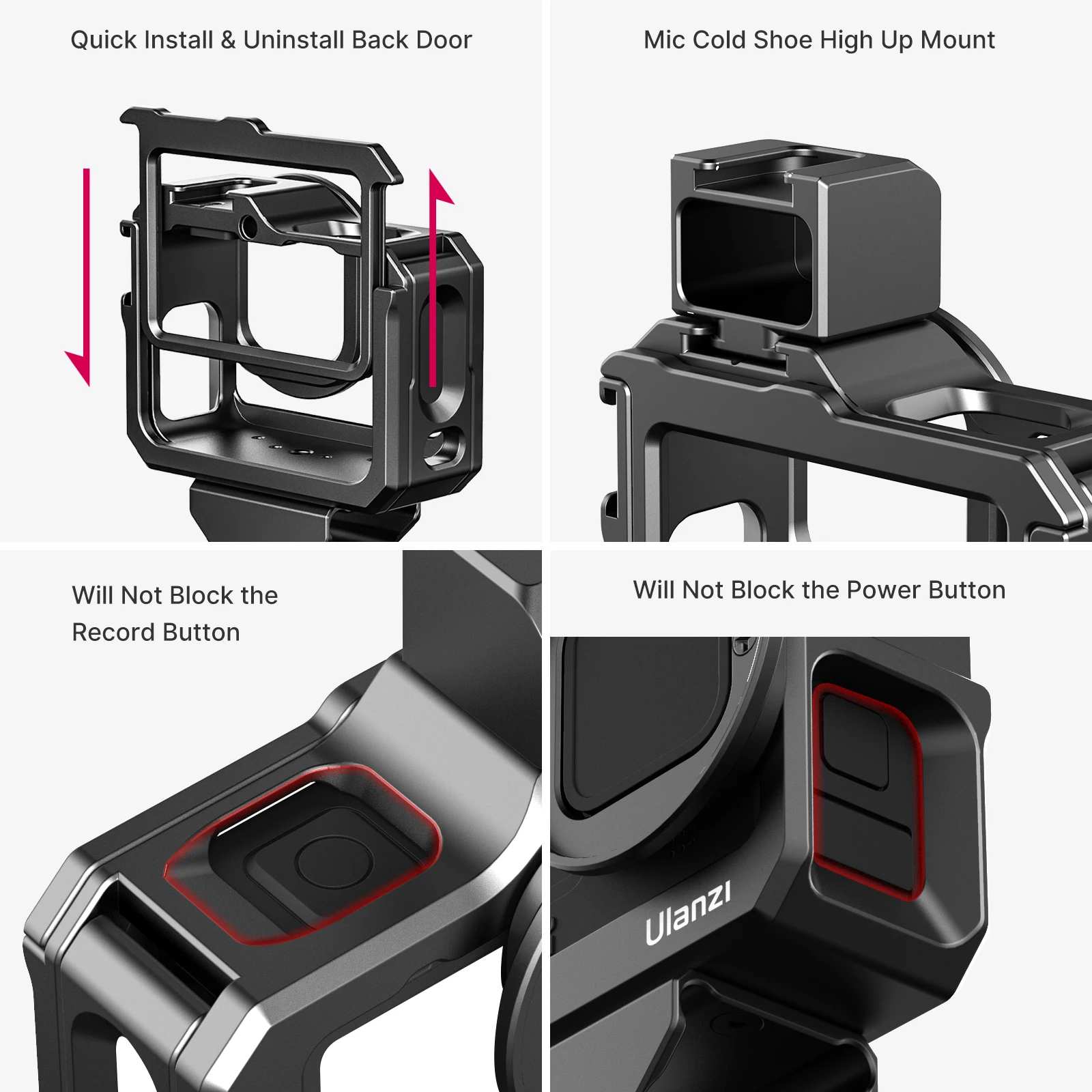 Ulanzi G9-5 Gopro 9 Metalen Kooi Voor Gopro Hero 9 Zwart Frame Case Met 52Mm Filter Adapter Breiden Koud schoen Mount Mic Vulling Licht