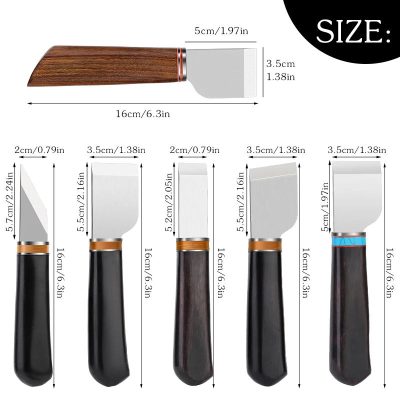 Wooden Handle Leather Trimming Knife DIY Tool Safety Professional Leather Cutting Knife Sharping Skiving Tool With Box