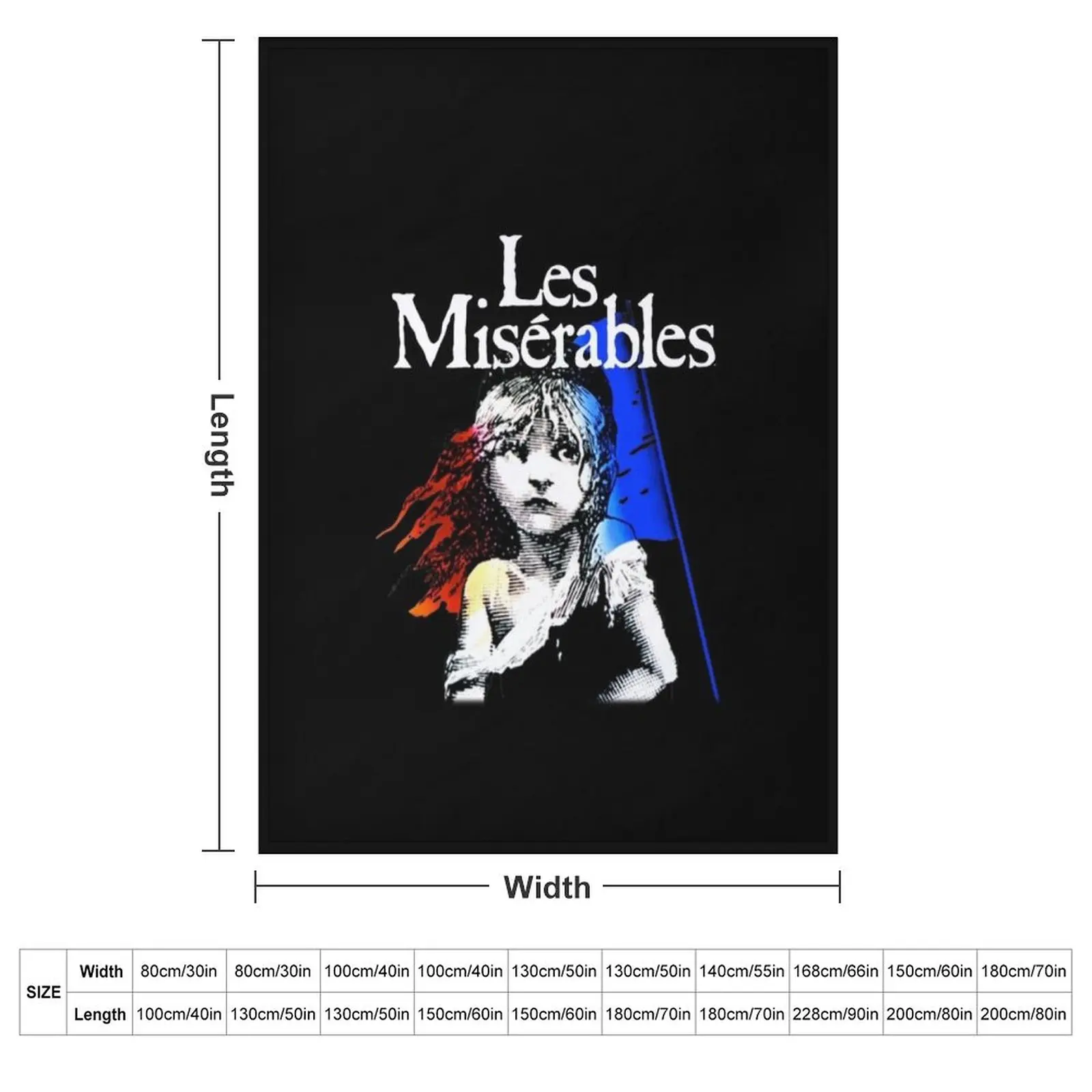Les Miserables ( black ) Throw Blanket couch cozy soft plush fuzzy picnic outdoor blanket
