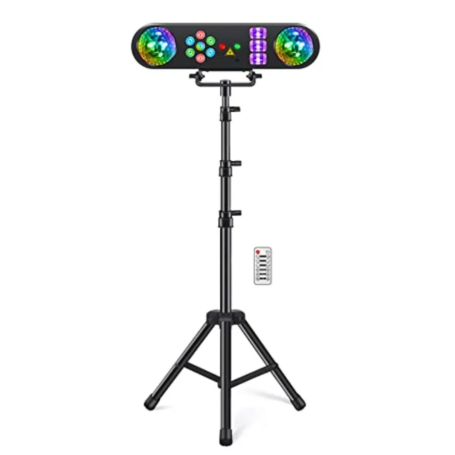DJ Lights with Stand, 5 in 1 Party Bar Light Set with Rotating Ball, Strobe, UV, Colorful LED Par Light and Pattern, Sound Acti
