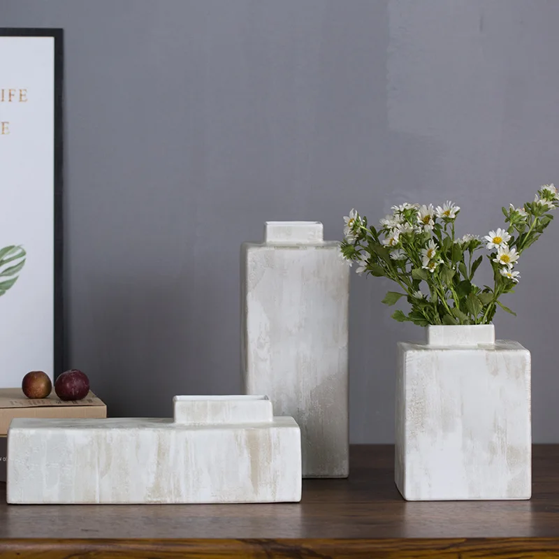 HYS New Chinese-style ceramic vase flower arrangement ornament creative modern living room wine cabinet entrance flower ware