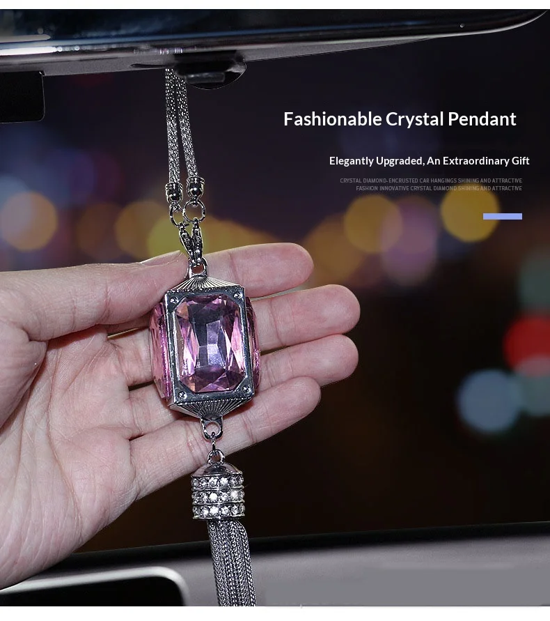 Luxury Crystal Rhinestone Chinese Style Car Pendant, Creative Rearview Mirror Hanging Ornament, Car Interior Decoration