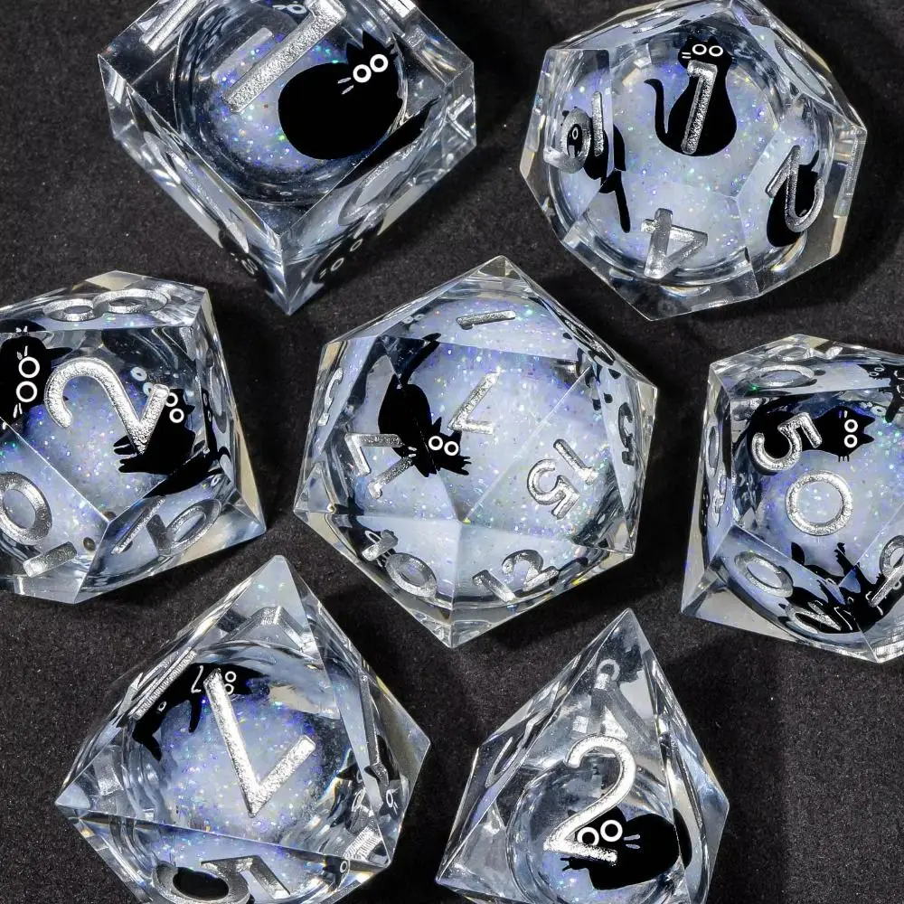

New 7-Piece Dice Set Purple Sand Resin Dice Set Handmade Polyhedron Polyhedral Dice Set Resin Sharp Edges RPG Dice Set